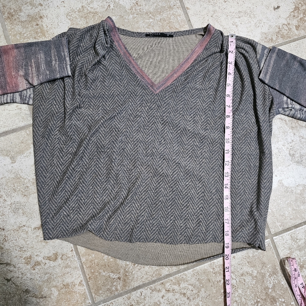 Capote Women’s Small Cropped Top Brown Houndstooth V Neck Boho Layering Fall - Picture 7 of 7
